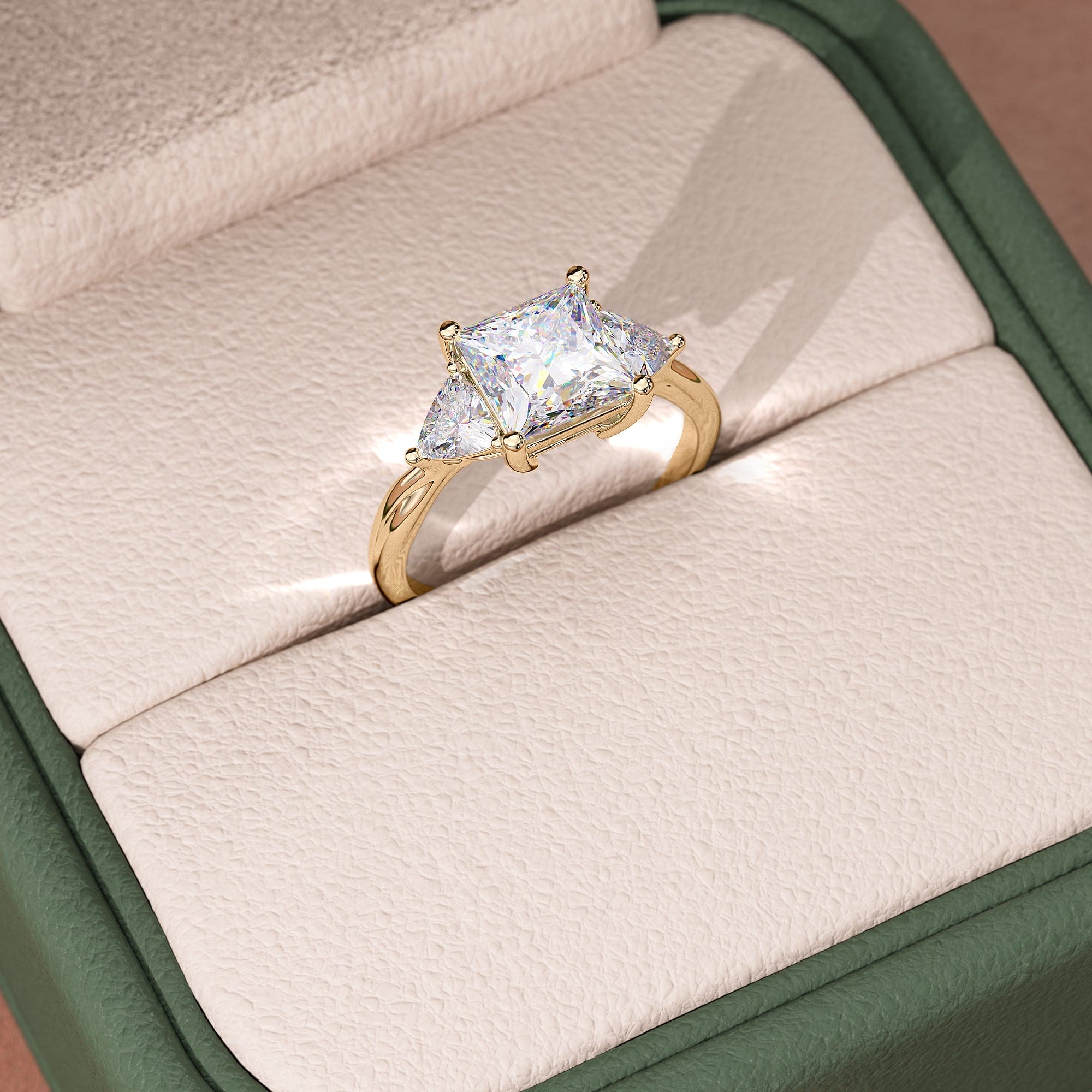 2 CT Princess Cut Three Stone Moissanite Engagement Ring