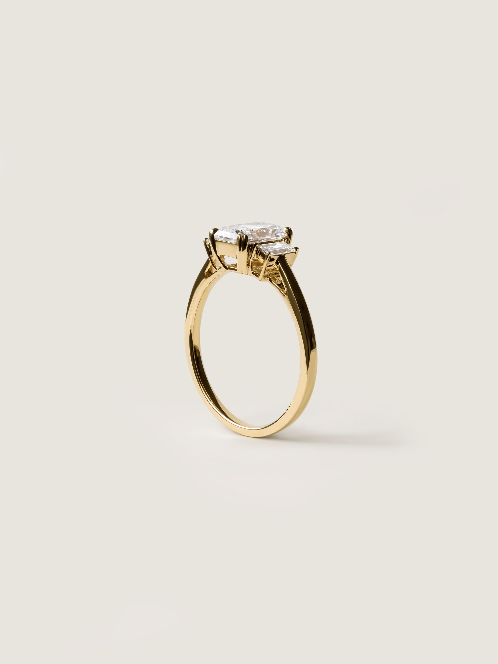 1.2 CT - 3.2 CT Radiant Cut Lab grown Diamond Three Stone Engagement Ring