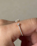 0.54 TCW Pear & Round CVD Diamond Bezel with Open Cuff Wedding Band