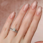 1 CT Radiant Cut Hidden Halo Moissanite Solitaire Bridal Set