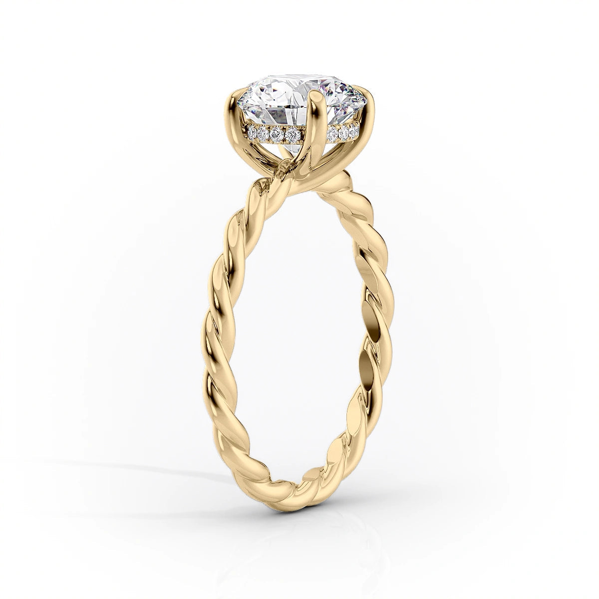2 CT - 3 CT Marquise Cut Hidden Halo Rope Style Moissanite Engagement Ring