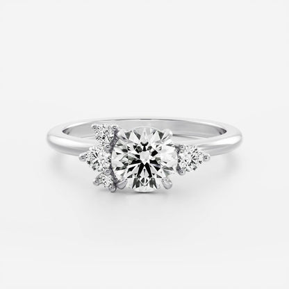 1 CT - 2 CT Round Cut Cluster Moissanite Engagement Ring
