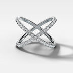 0.45 TCW Round CVD Diamond Pave X Shape Wedding Band