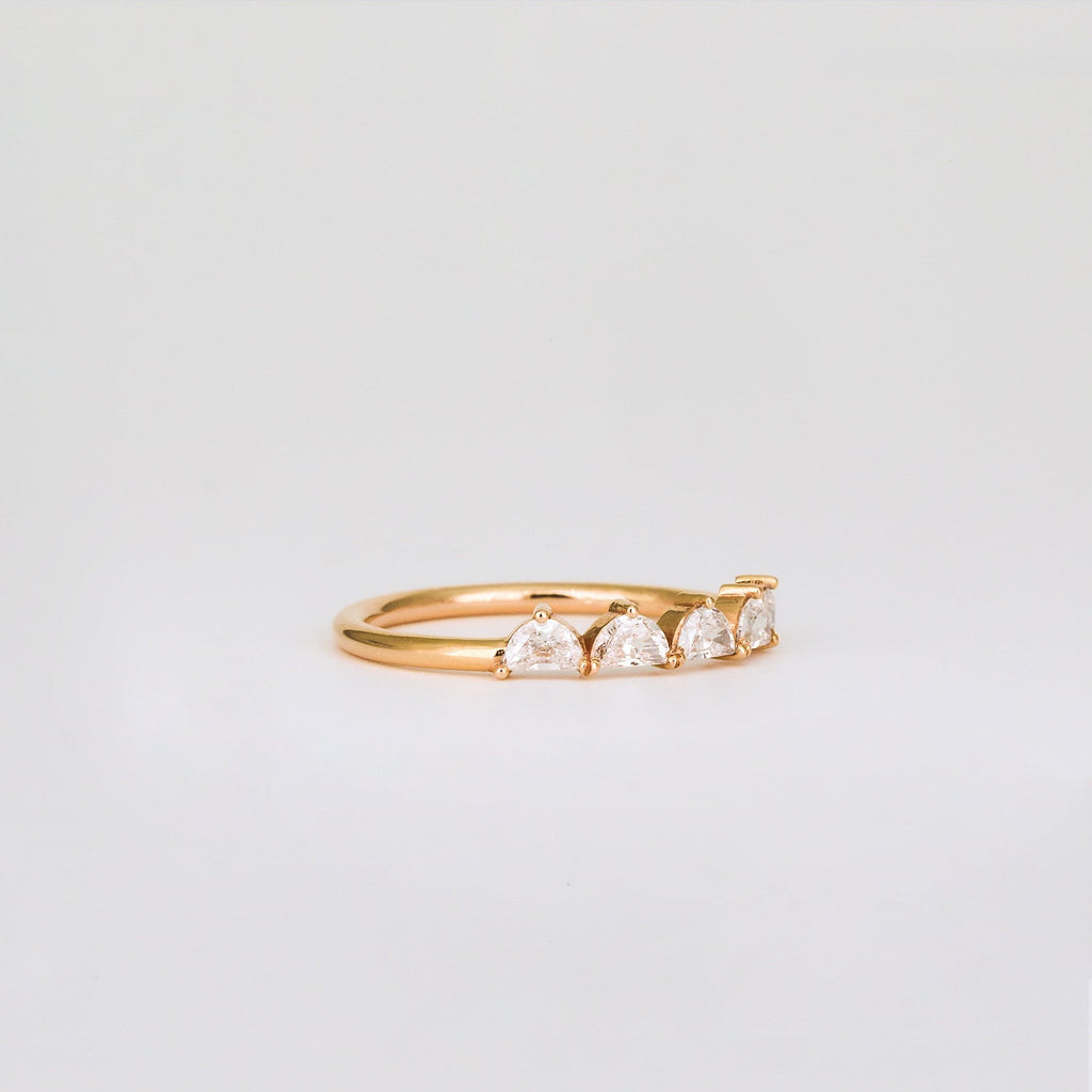 0.37 TCW Half Moon CVD Diamond Shared Prong Pave Wedding Band