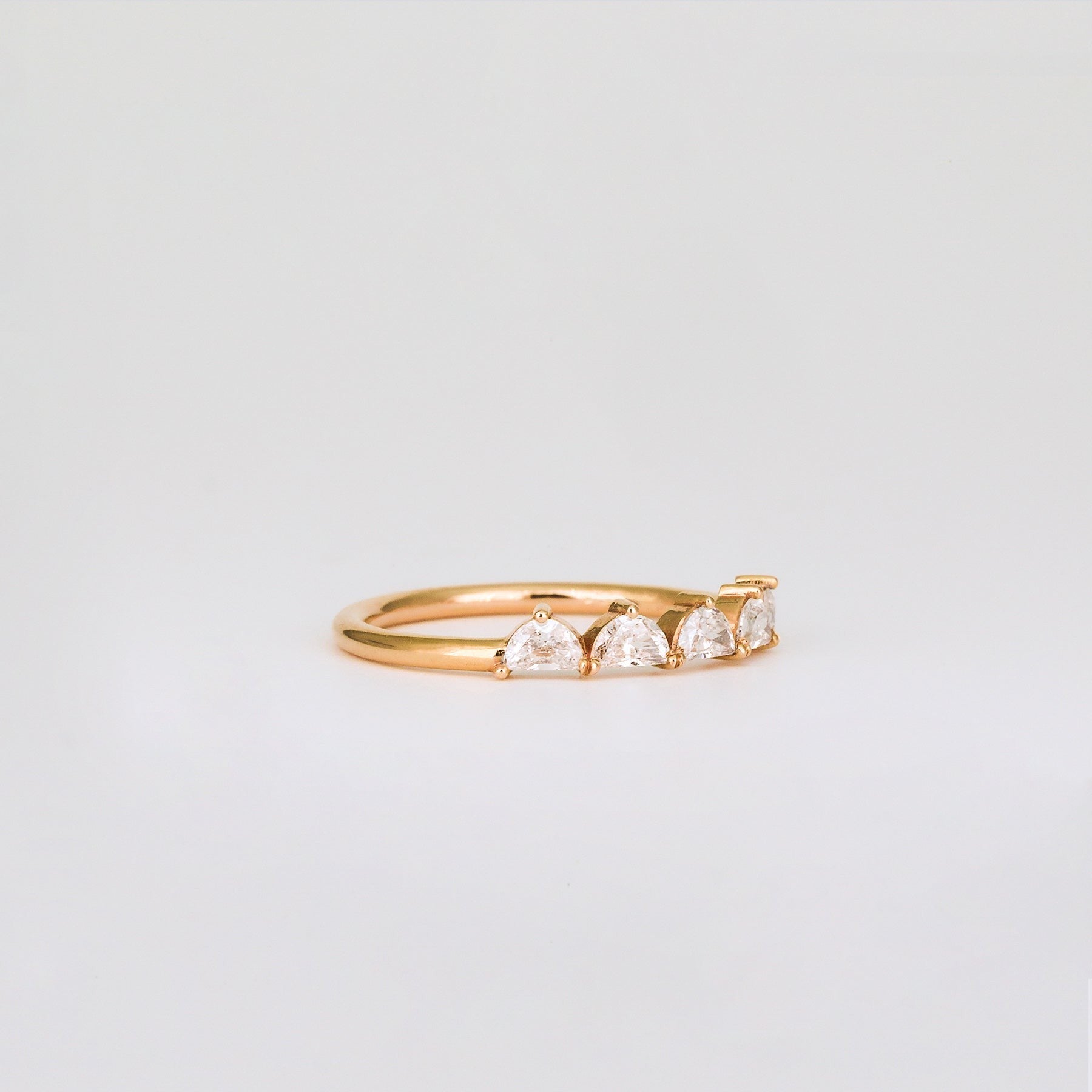 0.37 TCW Half Moon CVD Diamond Shared Prong Pave Wedding Band
