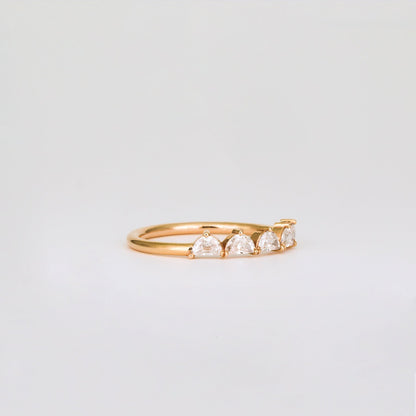 0.37 TCW Half Moon CVD Diamond Shared Prong Pave Wedding Band