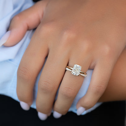 2.5 CT Elongated Cushion Solitaire Moissanite Engagement Ring