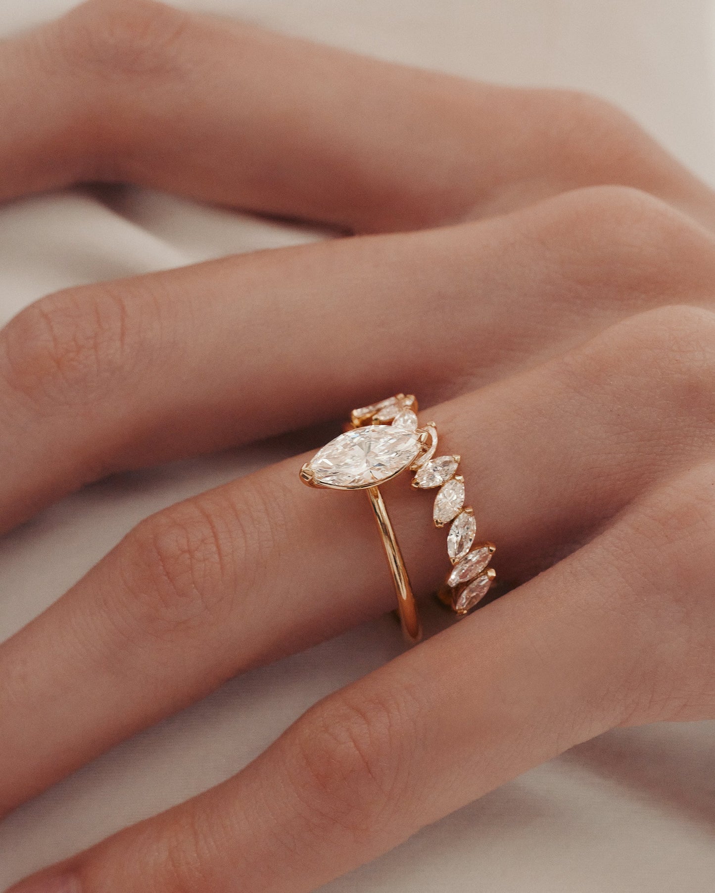 1.6 CT - 2.6 CT Marquise Cut Lab grown Diamond Two Prong Solitaire Engagement Ring