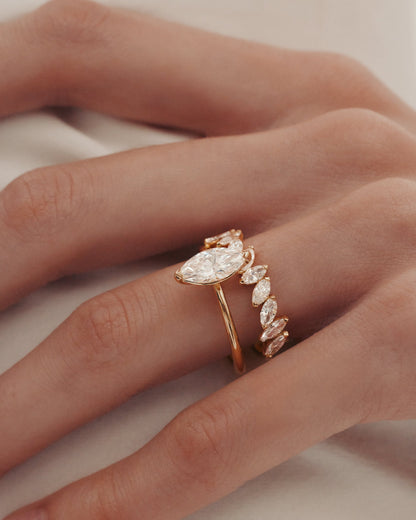 1.6 CT - 2.6 CT Marquise Cut Lab grown Diamond Two Prong Solitaire Engagement Ring