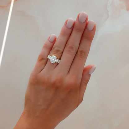 2 CT - 3 CT Elongated Cushion Cut Lab grown Diamond Five Stone Engagement Ring