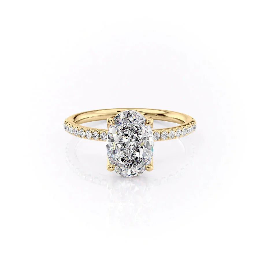 2 CT - 3 CT Oval Cut Pave Moissanite Engagement Ring