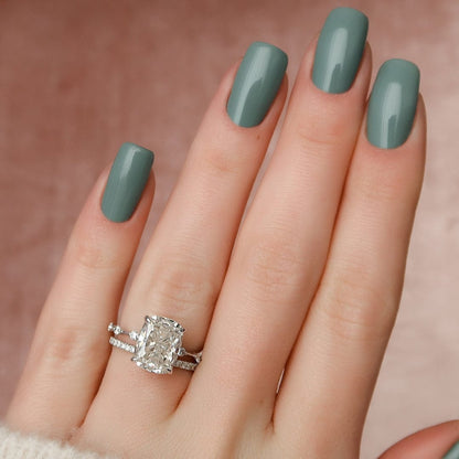 5.0 CT Elongated Cushion Cut Moissanite Half Eternity Bridal Set