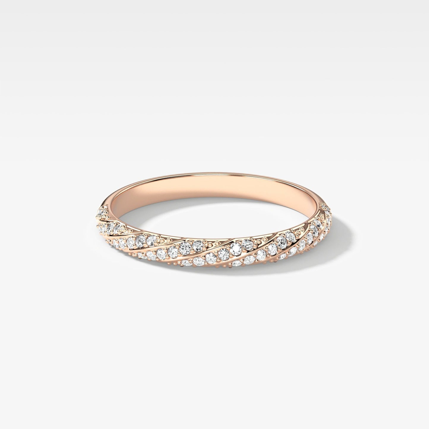 0.4 TCW Round CVD Diamond Twisted Pave Wedding Band