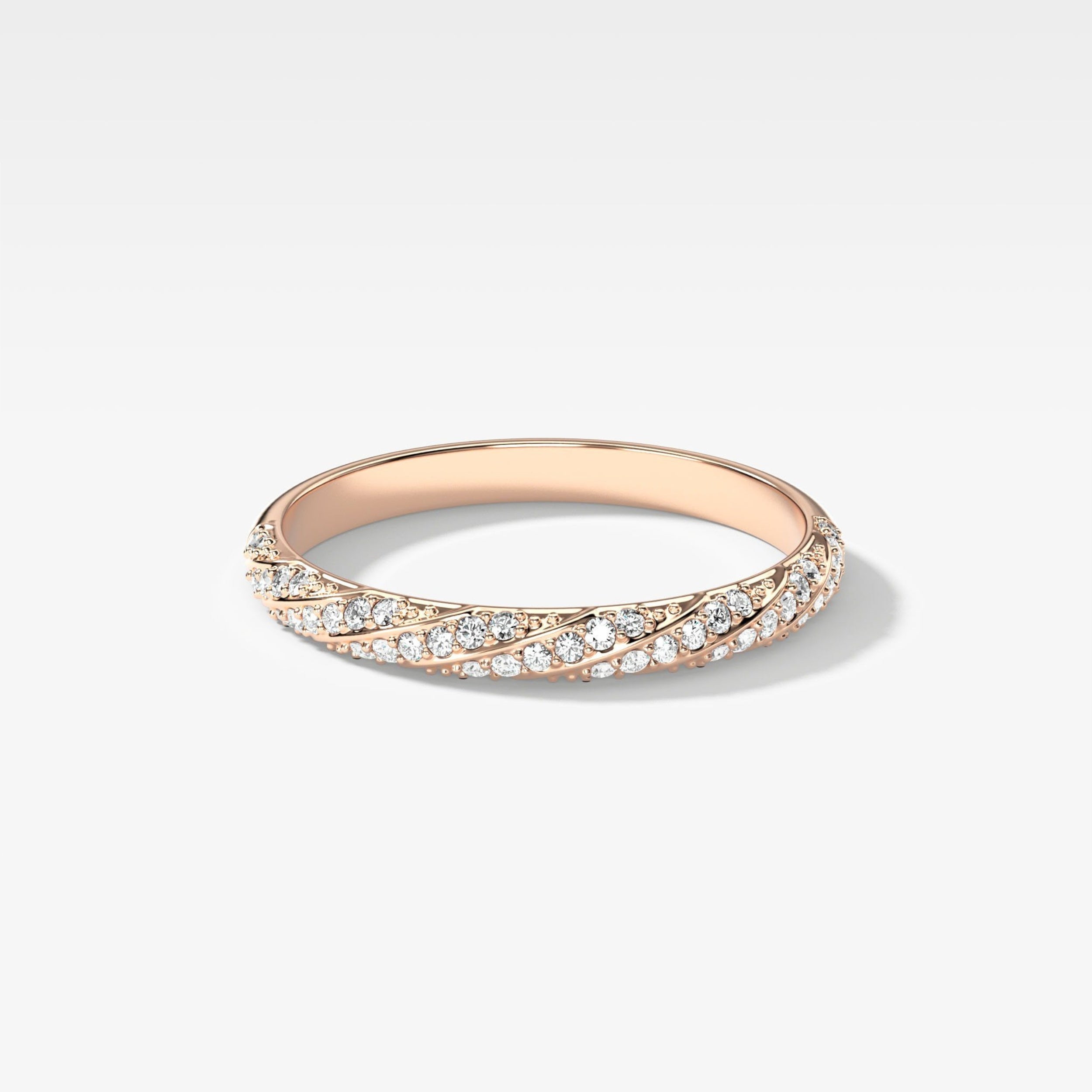 0.4 TCW Round CVD Diamond Twisted Pave Wedding Band