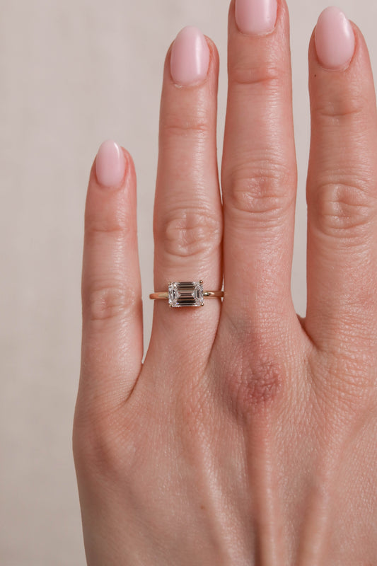 1 CT - 3 CT East-West Emerald Cut Lab grown Diamond Solitaire Engagement Ring