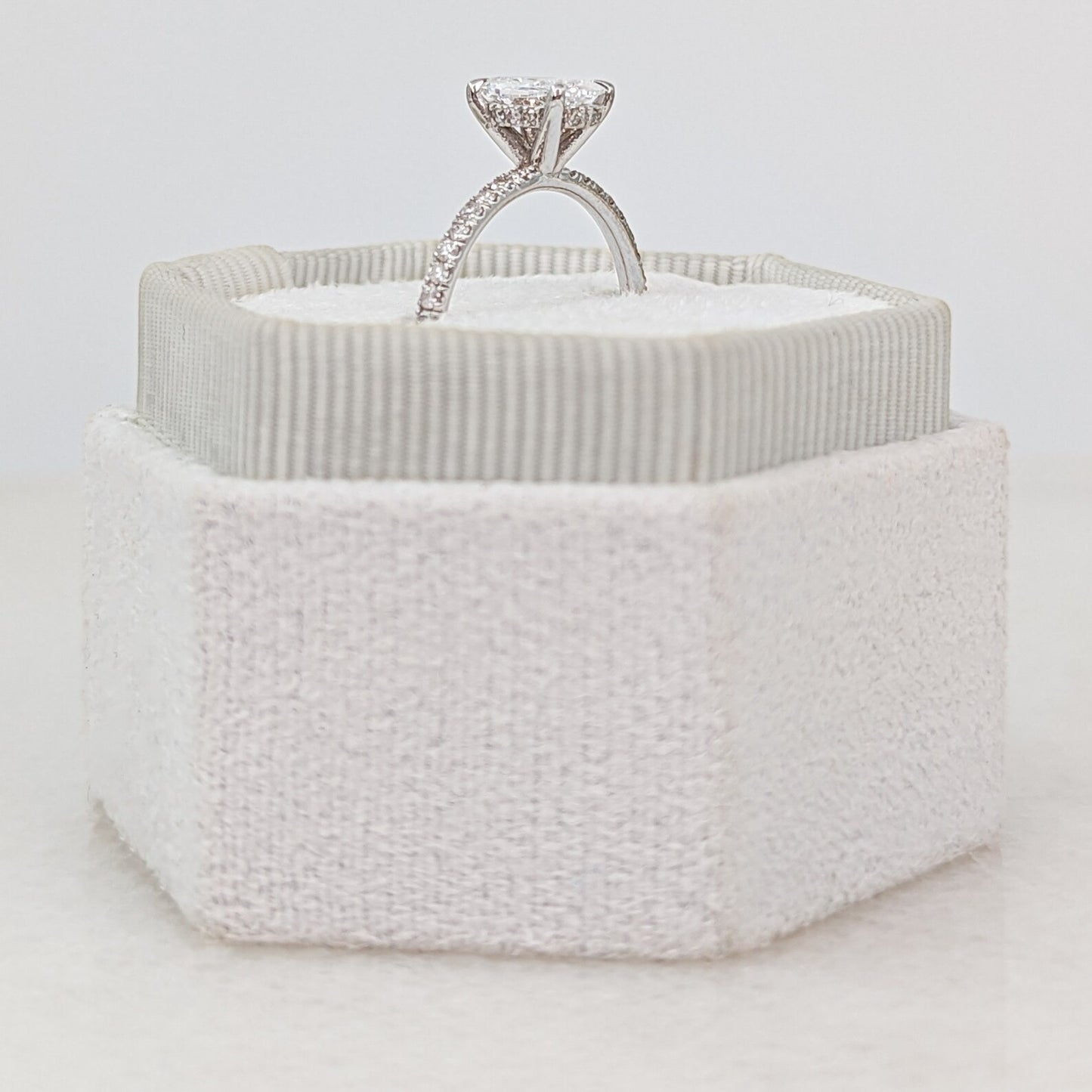 1 CT Oval Cut Hidden Halo Pave Moissanite Engagement Ring