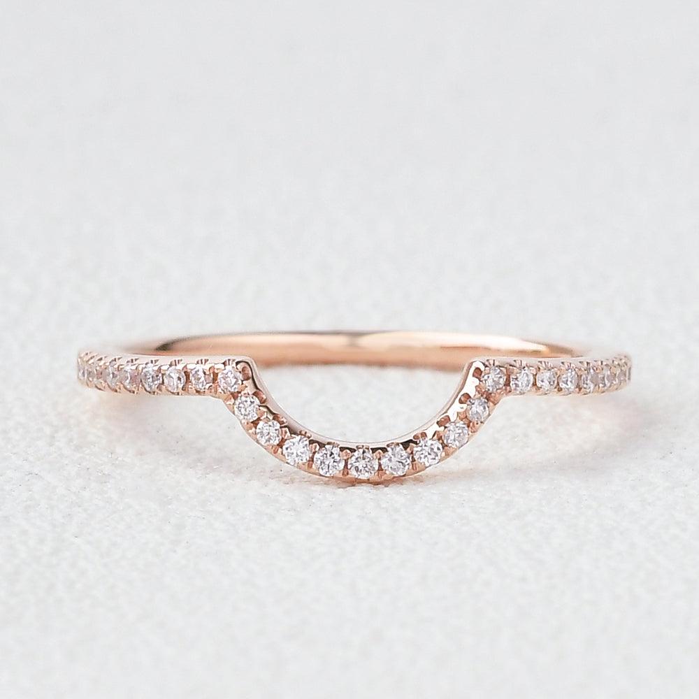 0.1 TCW Round Moissanite Curved Half Eternity Wedding Band