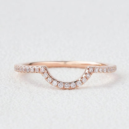 0.1 TCW Round Moissanite Curved Half Eternity Wedding Band