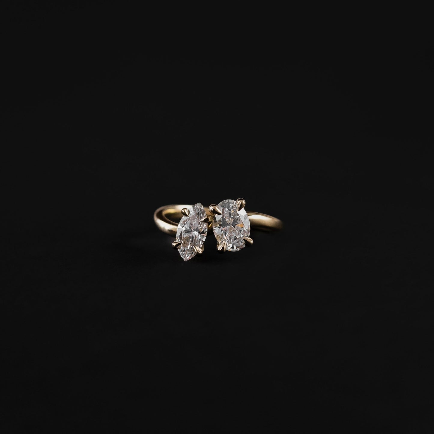 1.5 TCW Oval & Marquise Cut Two Stone Moissanite Engagement Ring