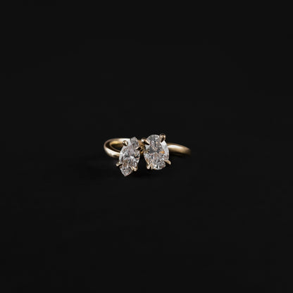 1.5 TCW Oval & Marquise Cut Two Stone Moissanite Engagement Ring