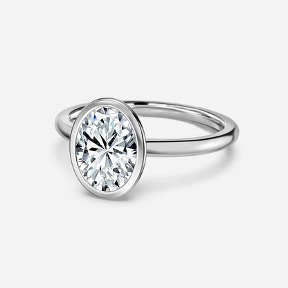 1.5 CT - 2.5 CT Oval Cut Solitaire Bezel Moissanite Engagement Ring