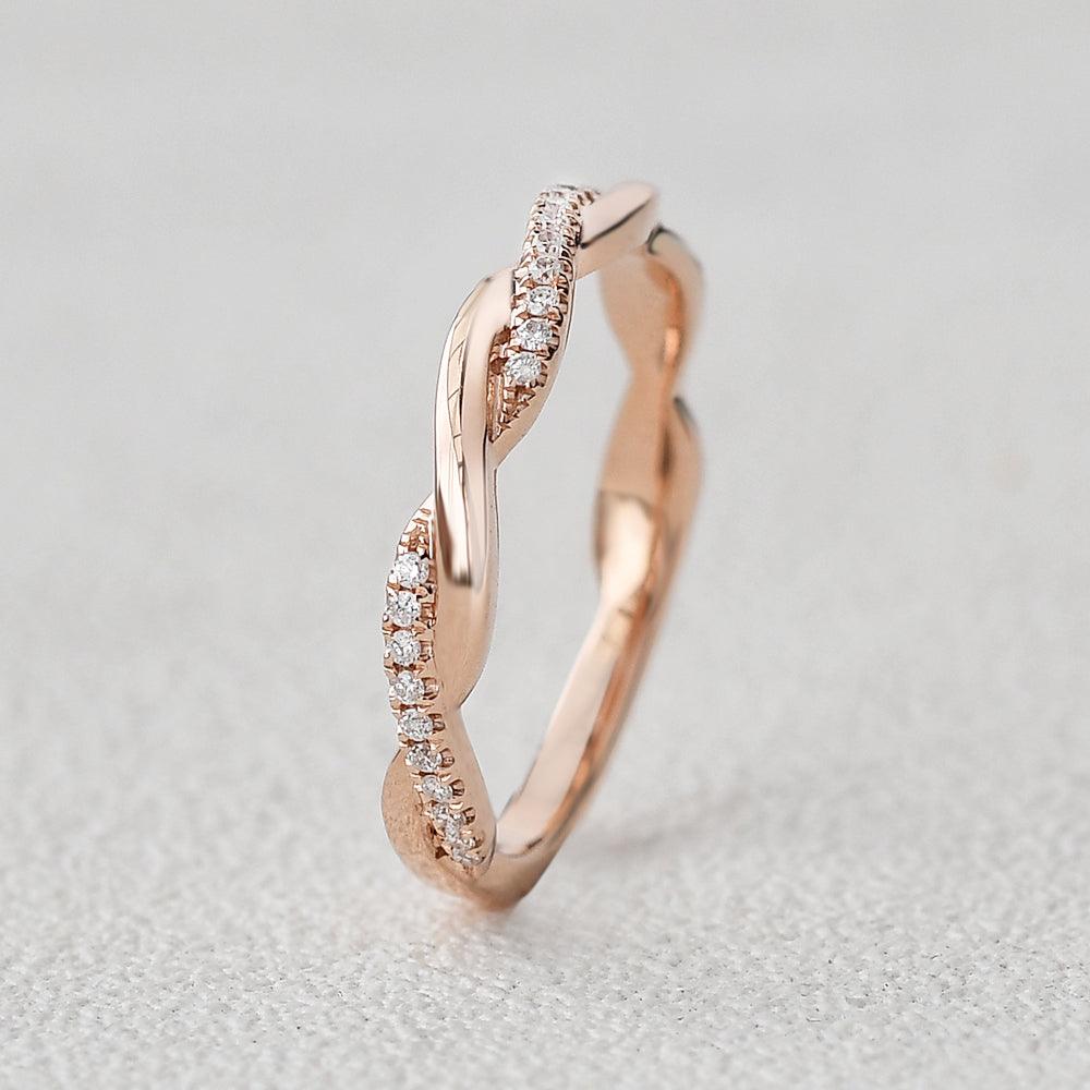 0.1 TCW Round Moissanite Twisted Full Eternity Wedding Band