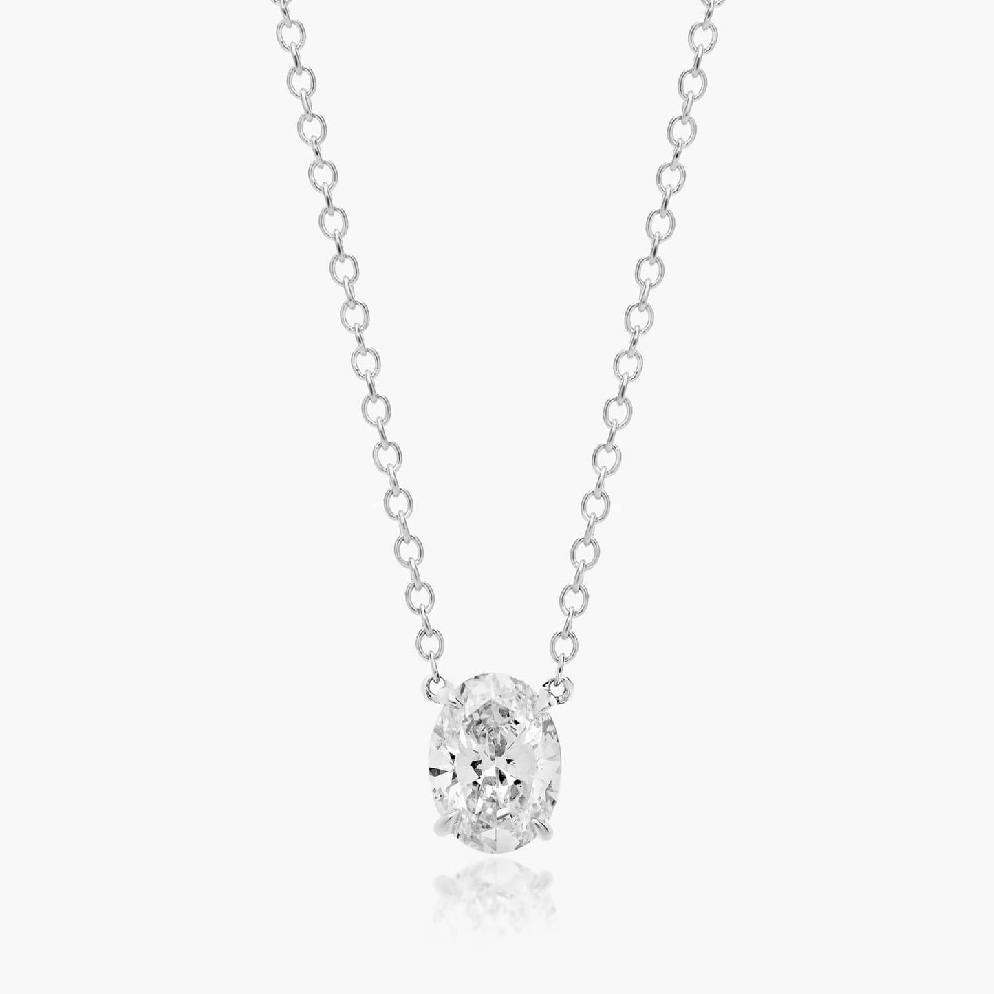 0.25 - 3.00 CT Oval Cut Moissanite Diamond Solitaire Necklace