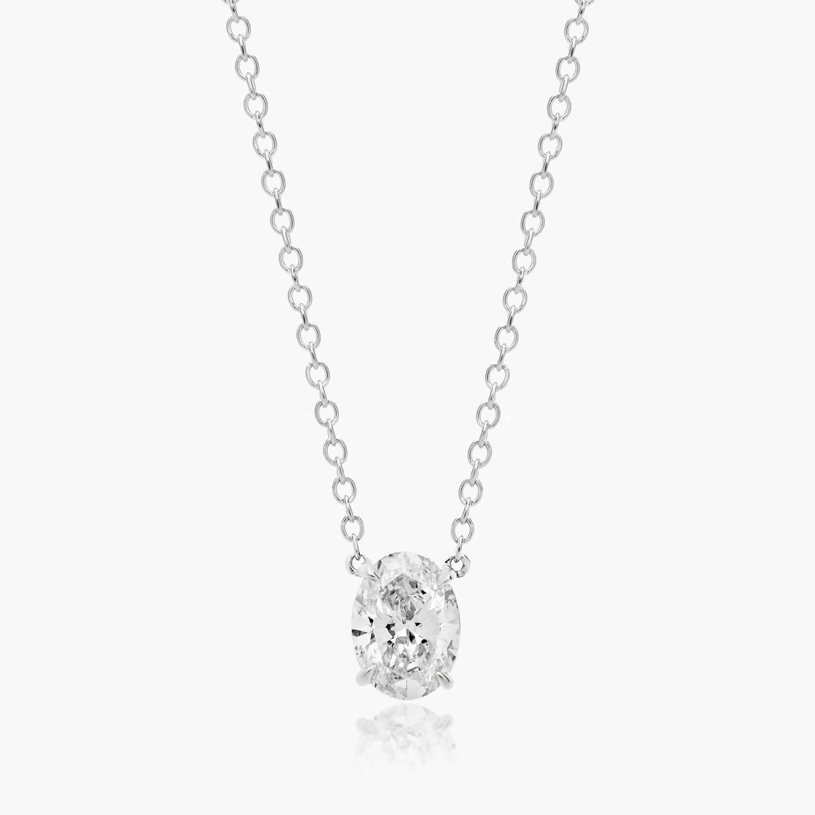 0.25 - 3.00 CT Oval Cut Moissanite Diamond Solitaire Necklace