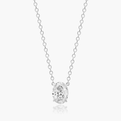 0.25 - 3.00 CT Oval Cut Moissanite Diamond Solitaire Necklace