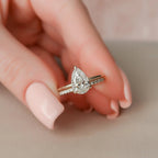 1.5 CT Pear Cut Hidden Halo Moissanite Solitaire Bridal Set
