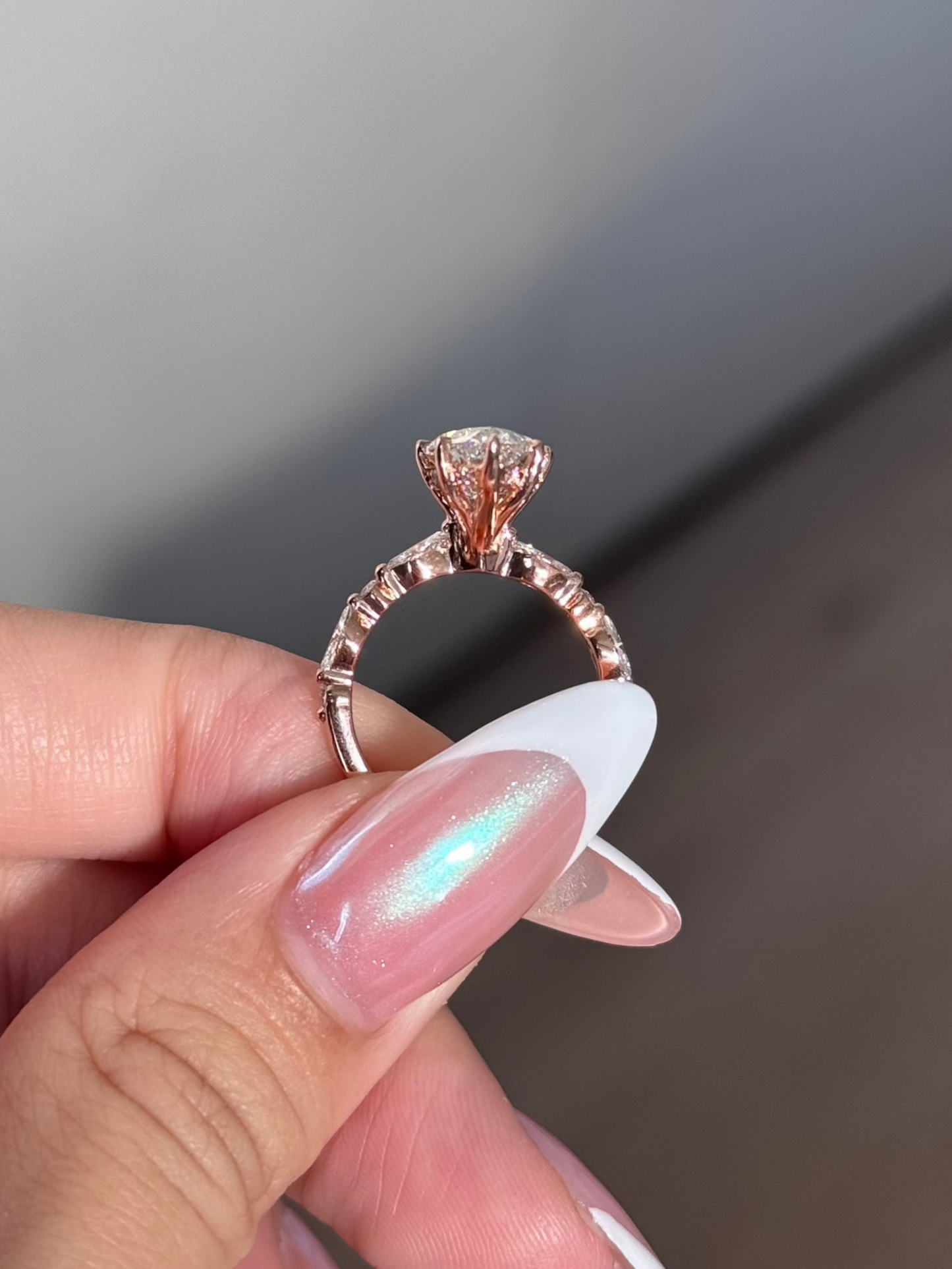 3 CT Marquise Cut Lab grown Diamond Glitter Pave with Hidden Halo Engagement Ring