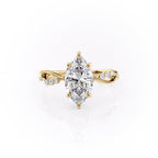 2 CT - 3 CT Marquise Cut Hidden Halo & Twisted Cluster Set Moissanite Engagement Ring