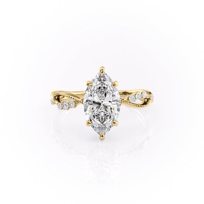 2 CT - 3 CT Marquise Cut Hidden Halo & Twisted Cluster Set Moissanite Engagement Ring