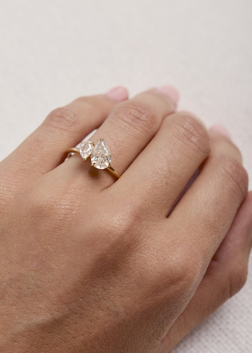 1.25 TCW Pear Cut Two Stone Moissanite Engagement Ring
