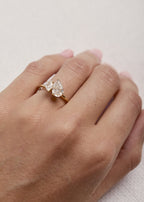 1.25 TCW Pear Cut Two Stone Moissanite Engagement Ring