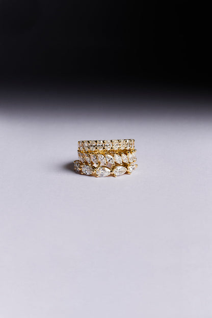 0.99 TCW Marquise Moissanite Half Eternity Wedding Band