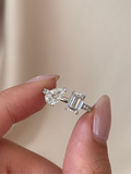Pear & Emerald CVD Diamond Open Cuff Wedding Band