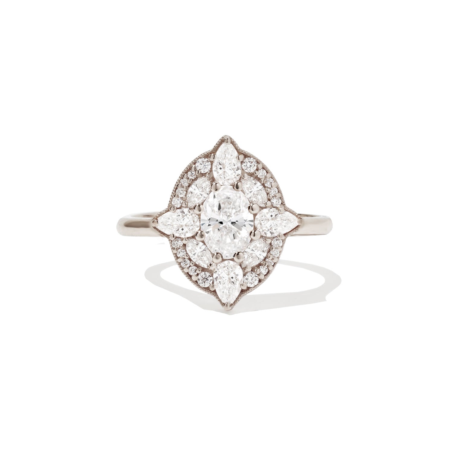 0.66 CT Oval Cut Moissanite Flora Mosaic Engagement Ring