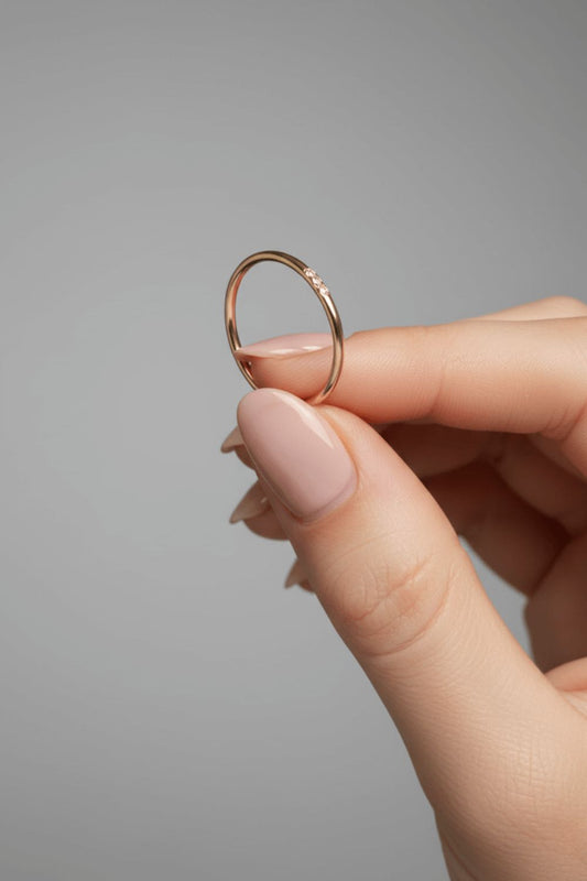 Round Moissanite Three Diamond Wedding Band