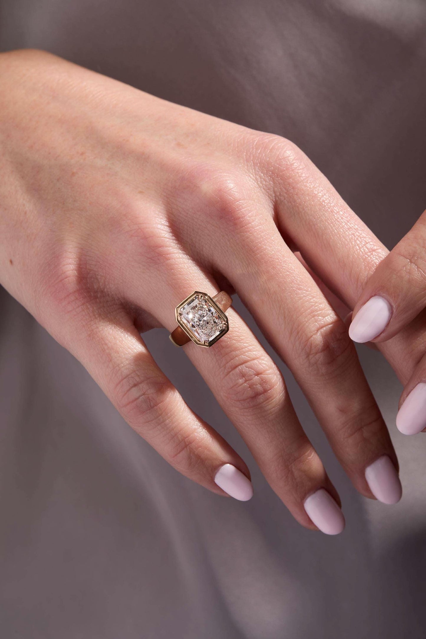 4 CT Radiant Cut Double Bezel Solitaire Moissanite Engagement Ring