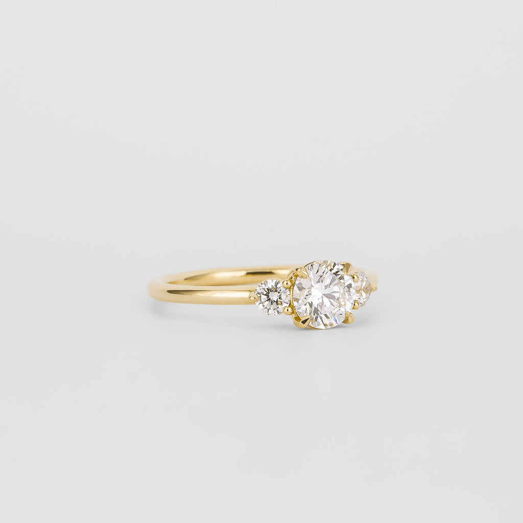 0.72 CT - 2.72 CT Round Cut Lab grown Diamond Three Stone Engagement Ring