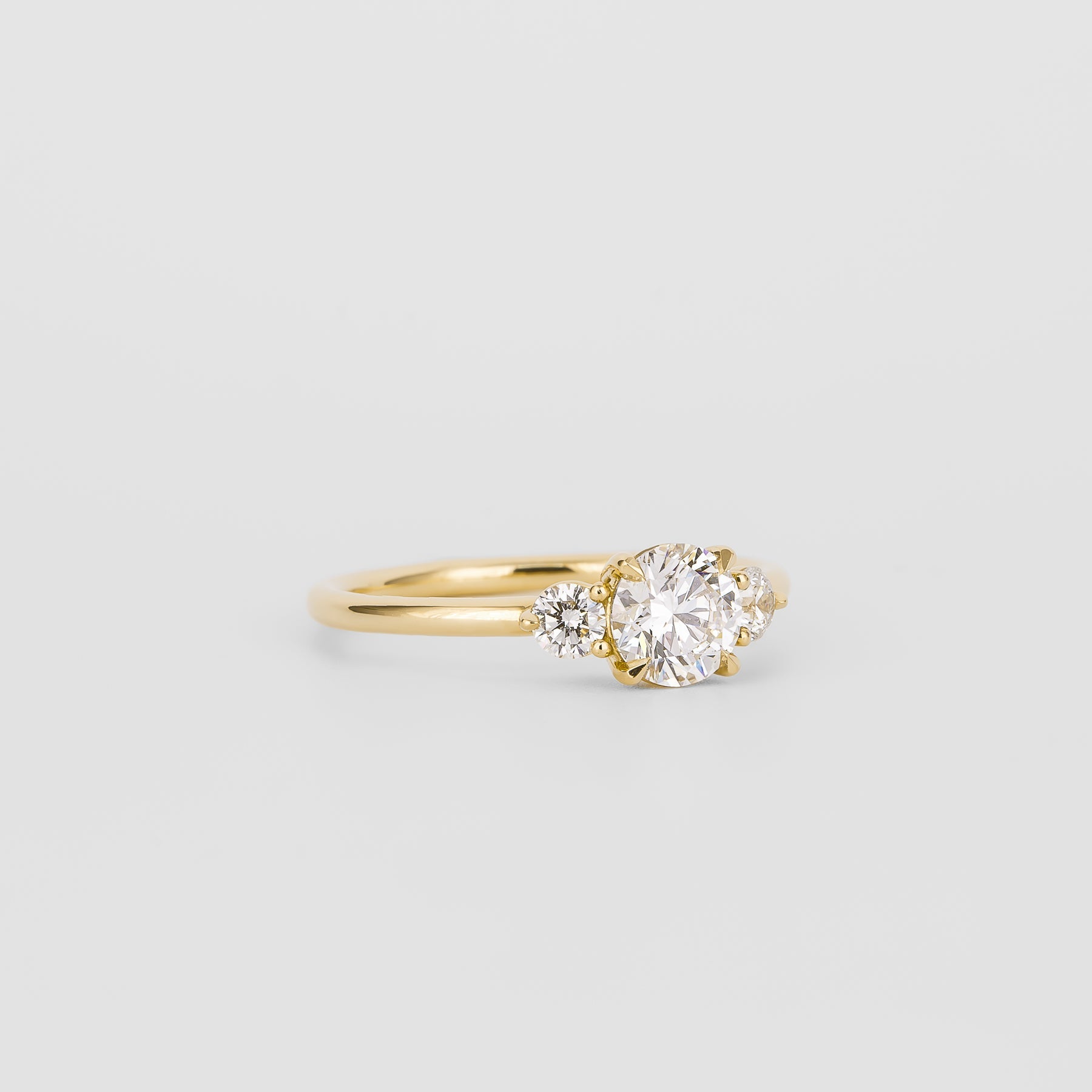 0.72 CT - 2.72 CT Round Cut Lab grown Diamond Three Stone Engagement Ring