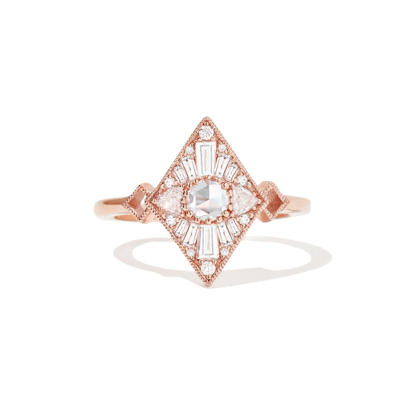 0.2 CT Round Cut Moissanite Mini Kite Shape Mosaic Engagement Ring