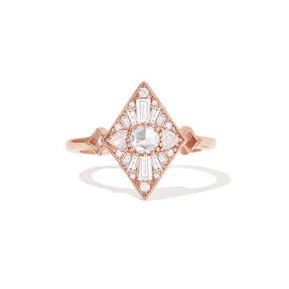 0.2 CT Round Cut Moissanite Mini Kite Shape Mosaic Engagement Ring