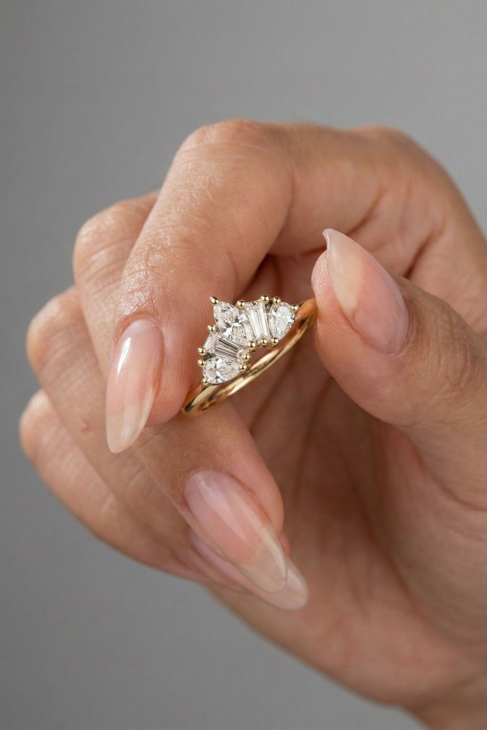 Marquise, Tapered Baguette & Pear CVD Diamond Chevron Crown Wedding Band