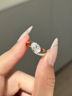 Oval Cut Lab grown Diamond Twisted Pave Engagement Ring
