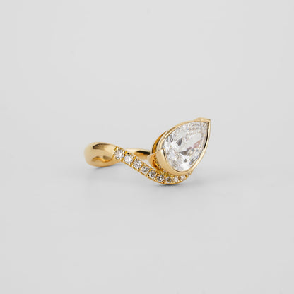 1.51 CT - 3.51 CT Pear Cut Lab grown Diamond Pave & Bezel Setting Engagement Ring