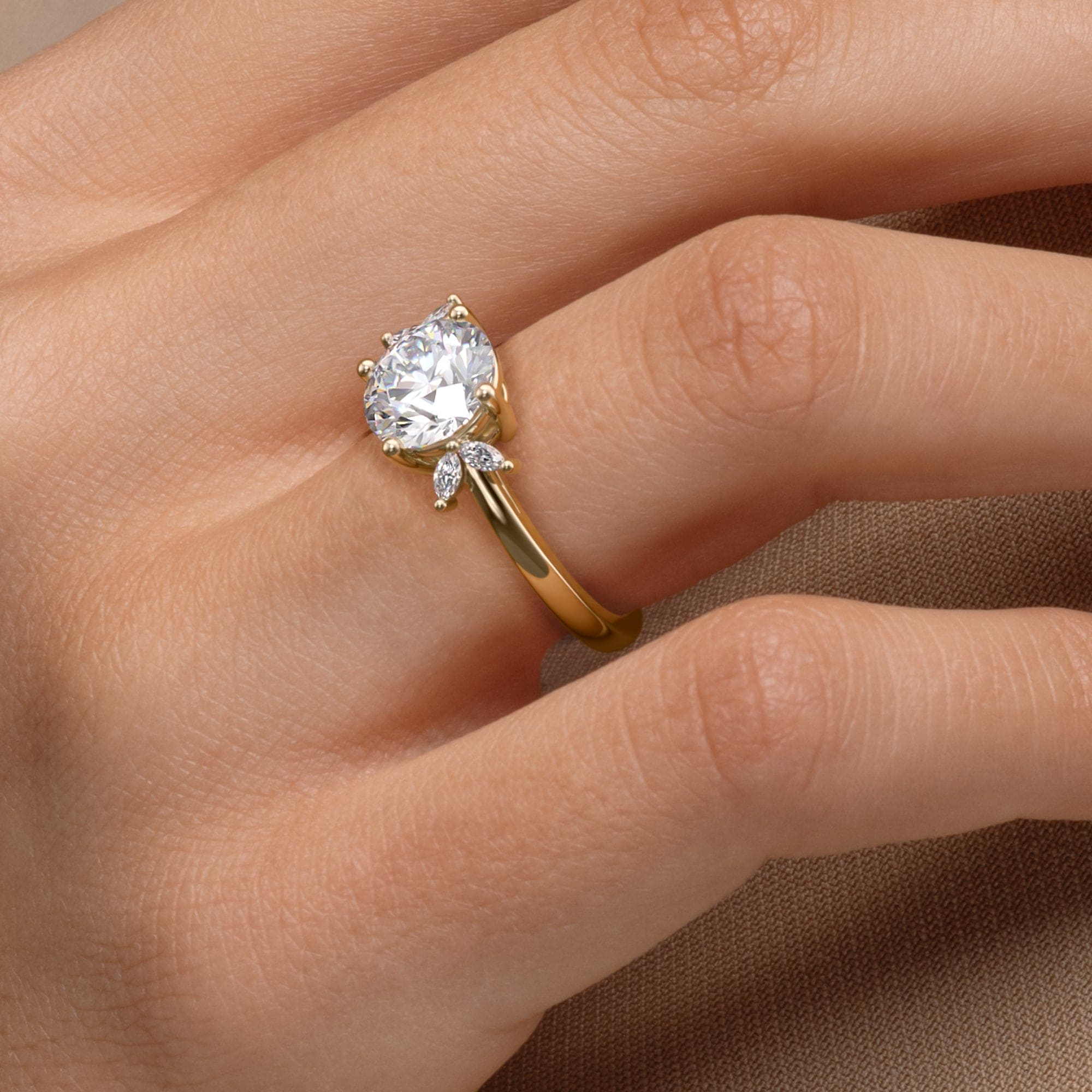 2 CT Round Cut Five Stone Cluster Moissanite Engagement Ring