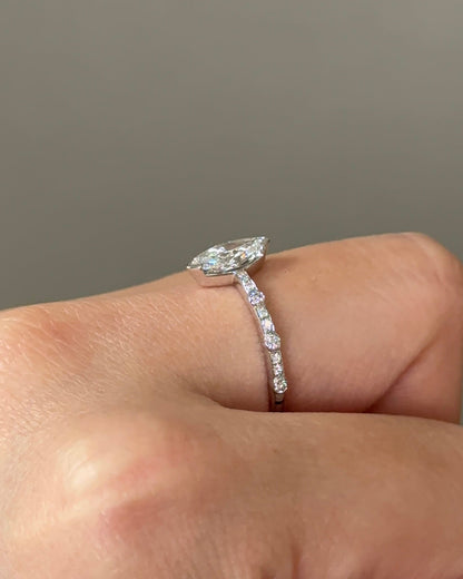 0.73 CT Marquise Cut Lab grown Diamond Bezel Style Engagement Ring