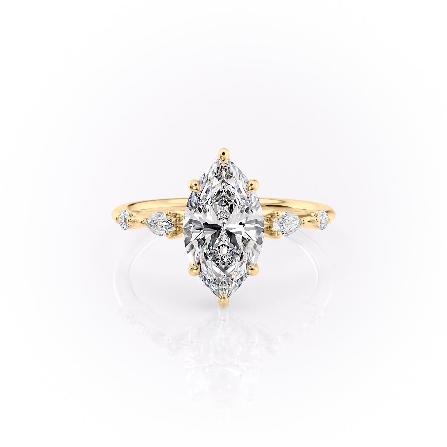 2 CT - 3 CT Marquise Cut Hidden Halo Cluster Moissanite Engagement Ring